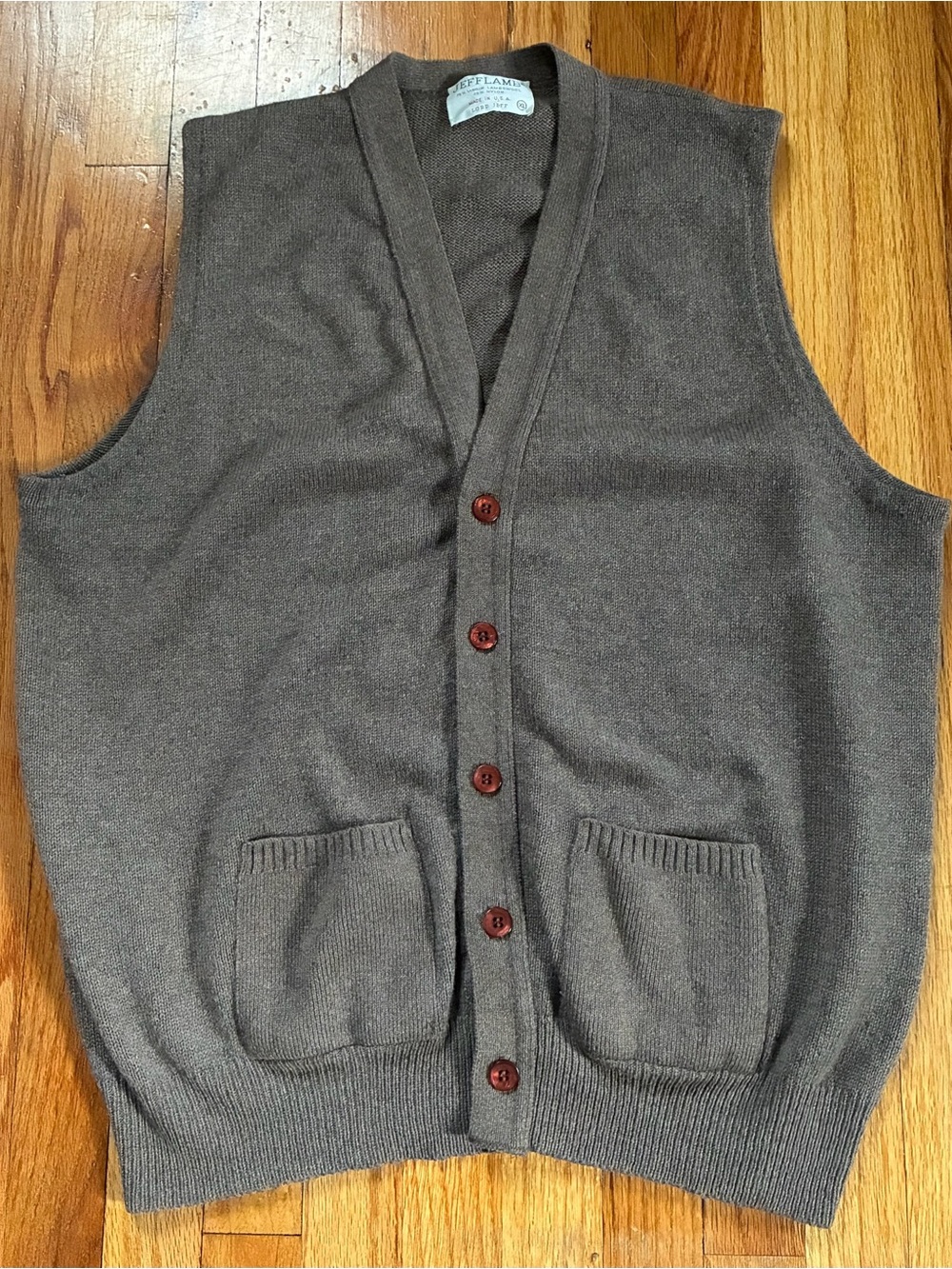 VTG Lord Jeff Jeff Lamb Mocha Wool Blend Sweater Vest Men’s XL Eclectic Grandpa